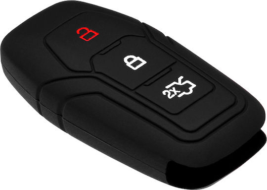 Silicone Car Key Cover Case Smart Key with 3 Buttons for Ford Black