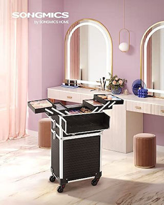 Metallic Cosmetic Case Wheeled Black H72.5xW35.7xD27cm