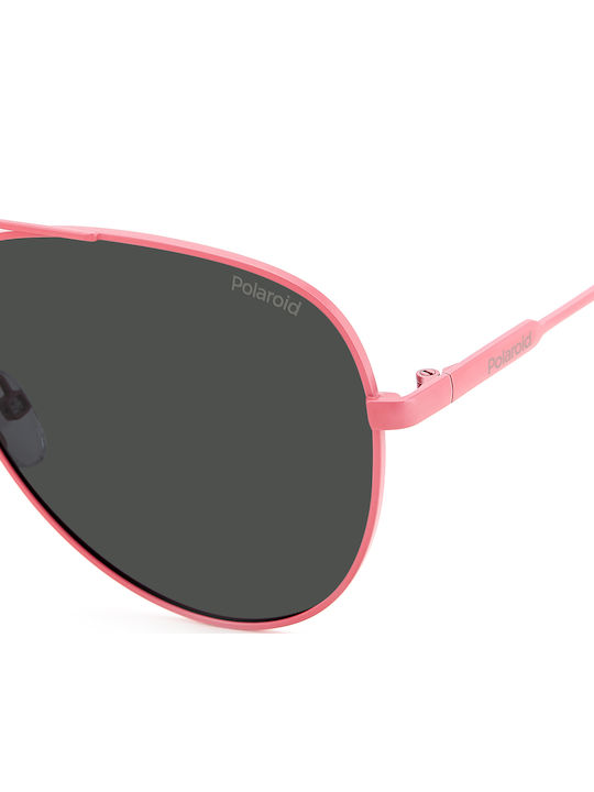 Polaroid Unisex Sunglasses with Pink Metal Frame and Gray Polarized Lens PLD6187/S 35J/M9