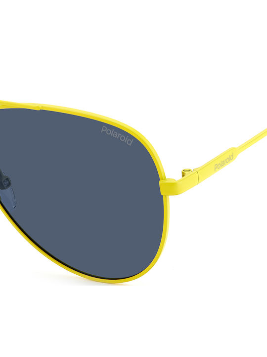 Polaroid Unisex Sunglasses with Yellow Metal Frame and Blue Polarized Lens PLD6187/S 40G/C3