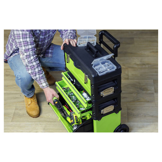 Fieldmann Wheeled Plastic Tool Carrier 3 Slot with Toolbox W52xD32xH72.1cm FDN 4150