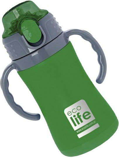 Ecolife Παιδικό Παγούρι Θερμός Ανοξείδωτο με Καλαμάκι Πράσινο 300ml
