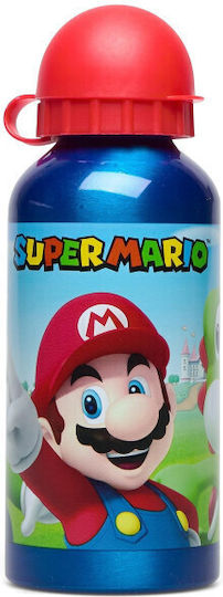 Stor Kids Aluminium Water Bottle Set Super Mario with Pop-Up Cap 400ml (Various Designs/Colours)