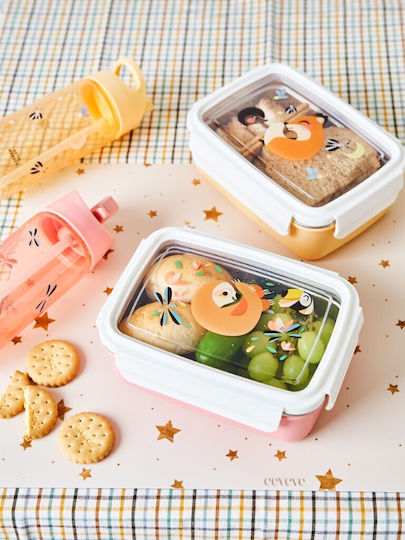 Petit Monkey Woodland Παιδικό Παγούρι Dragon Πλαστικό με Καλαμάκι Ροζ 380ml