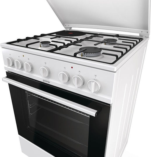 Gorenje Κουζίνα 71lt με Εστίες Φυσικού Αερίου & Ρεύματος Π60εκ. Λευκή