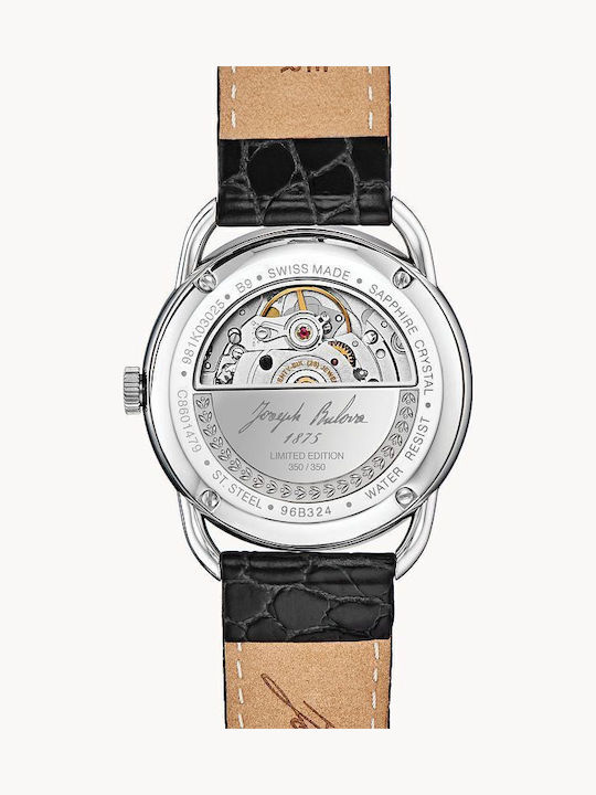 Bulova Commodore Limited Edition Men's Watch 38mm Automatic with Black Leather Strap
