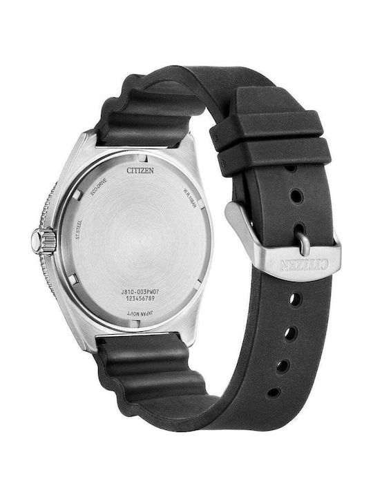 Citizen Мъжки Часовник 43мм Eco - Drive с Черна Каучукова Каишка