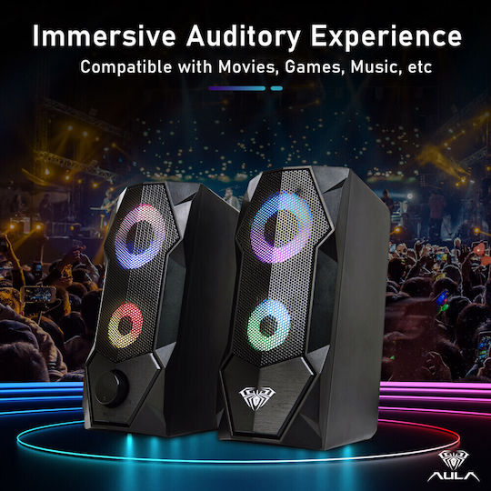 Aula N-301 2.0 Speakers with RGB 3W Black