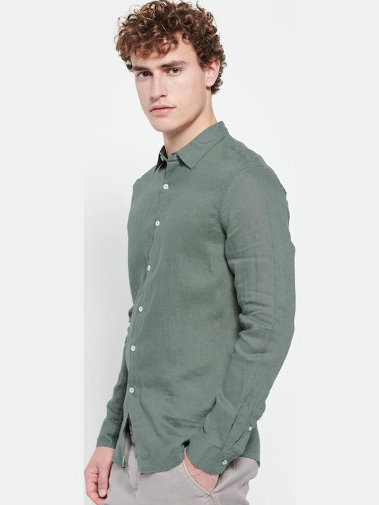 FBM007-00105 Long-sleeved Linen Shirt Dusty Green