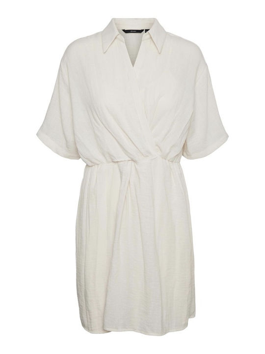 Summer Mini Shirt Dress Wrap Beige