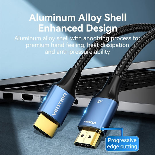 Vention HDMI 2.0 Premium High Speed 4K 60Hz HDR Braided HDMI Cable HDMI Male - HDMI Male 5m Blue