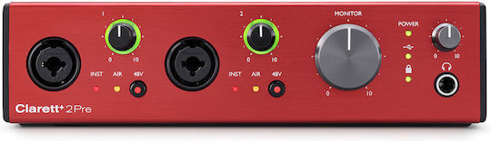 Focusrite Clarett+ 2Pre Εξωτερική Επαγγελματική Κάρτα Ήχου με Σύνδεση USB