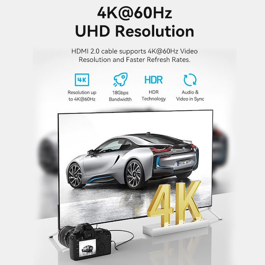 Vention HDMI 2.0 Premium High Speed 4K 60Hz HDR Cable Micro HDMI Male - HDMI Male 1.5m Black