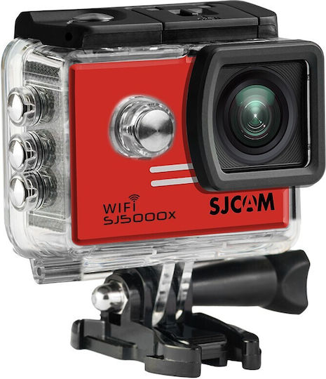 SJCAM SJ5000X Екшън камера 4K Ultra HD Водоустойчива (с Калъф) с Екран 2" и Wi-Fi Червен