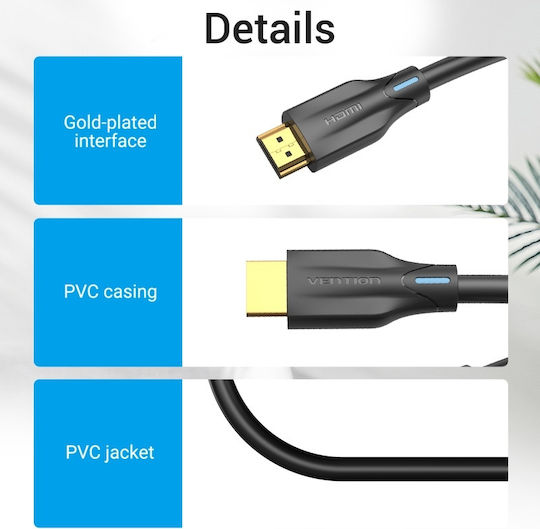 Vention HDMI 2.1 Ultra High Speed 48Gbps 4K 120Hz HDR VRR Cable HDMI Male - HDMI Male 1m Black