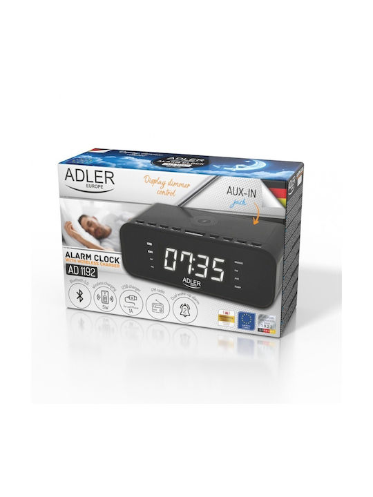 Adler AD 1192B Ceas Digital de Masă cu Alarmă, Radio și Încărcare Wireless AD 1192b