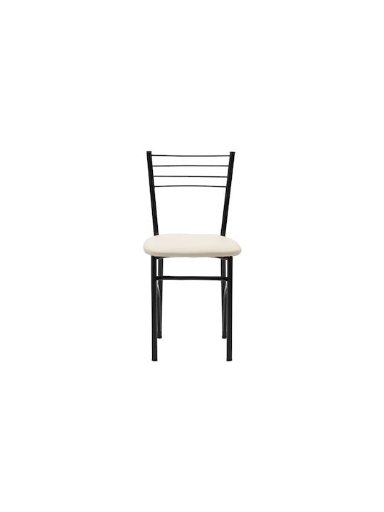 Riga Kitchen Metallic Chair Gloss Black / Ecru 40x43x80cm