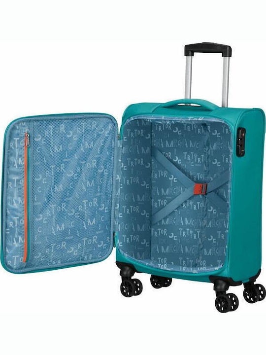 American Tourister Sea Seeker Cabin Travel Suitcase Fabric Aqua Green with 4 Wheels Height 55cm 146674-1013
