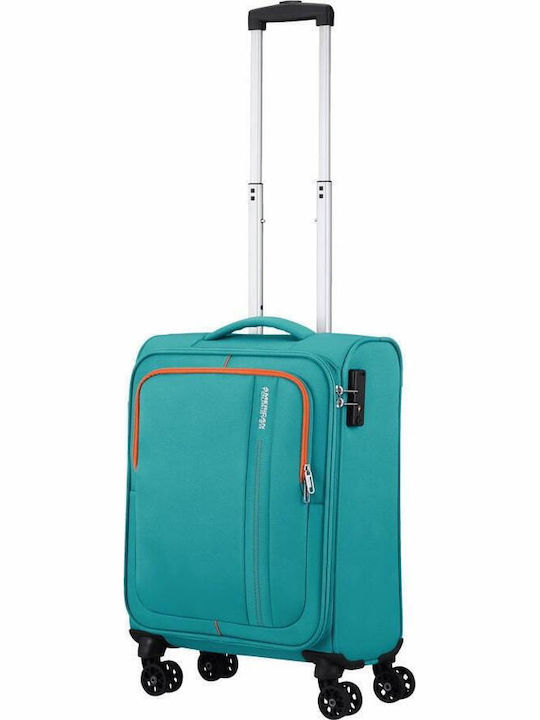 American Tourister Sea Seeker Cabin Travel Suitcase Fabric Aqua Green with 4 Wheels Height 55cm 146674-1013