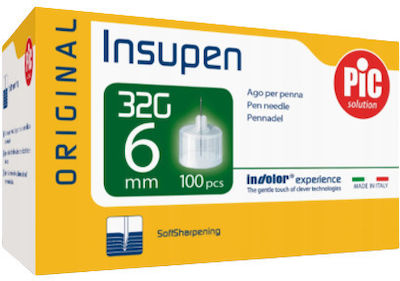 PiC Solution Insupen Βελόνες για Πένα Ινσουλίνης 32G x 6mm Insulin 32G x 6mm 100Stück