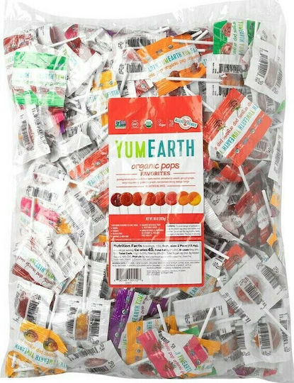 YumEarth 100 Γλειφιτζούρια με Γεύση Φρούτων Bio Χωρίς Γλουτένη Vegan 620gr