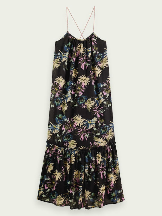 Summer Maxi Dress with Ruffle Aster Black