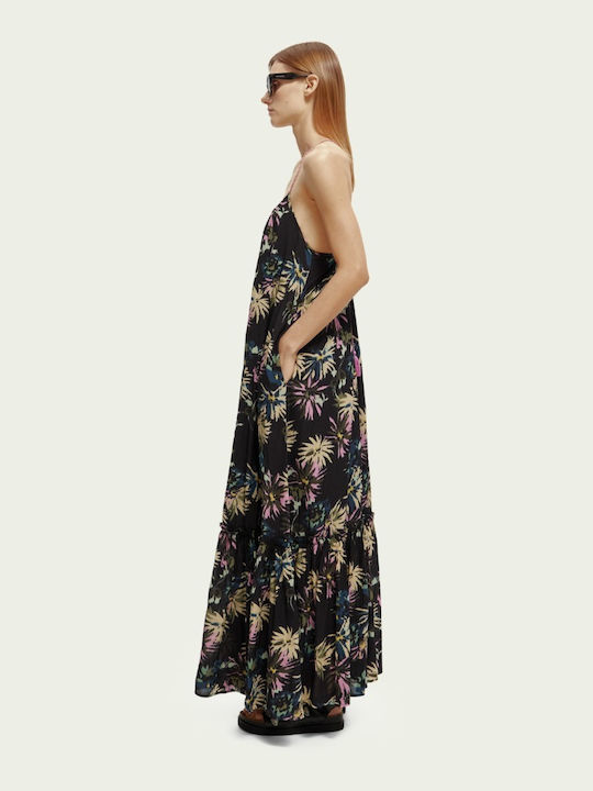 Summer Maxi Dress with Ruffle Aster Black