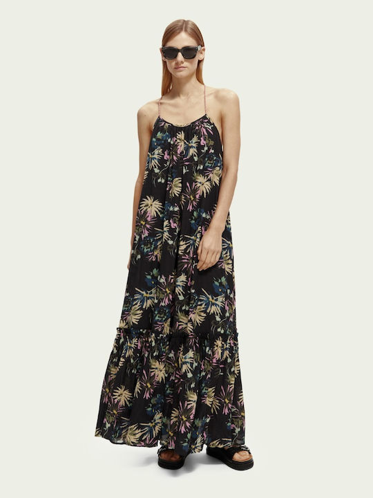 Summer Maxi Dress with Ruffle Aster Black
