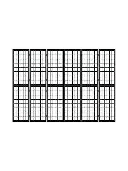 vidaXL Декоративен Параван Дървен с 6 Панела Black 240x170см
