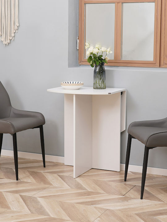 Table Dining Room Extendable Wooden White 60(+30)x47x74cm
