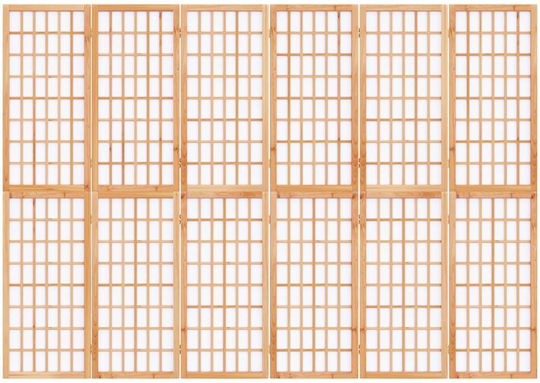 vidaXL Japanischer Stil Dekorativer Raumteiler Hölzernes mit 6 Paneelen 240x170cm
