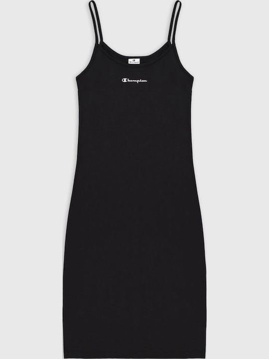 Summer Midi Athletic Dress with Spaghetti Straps Black