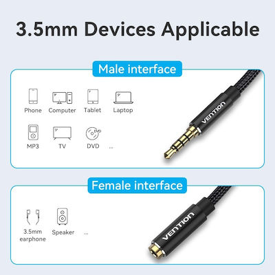 Vention TRRS 3.5mm male - 3.5mm female Cable Black 3m (BHCBI)