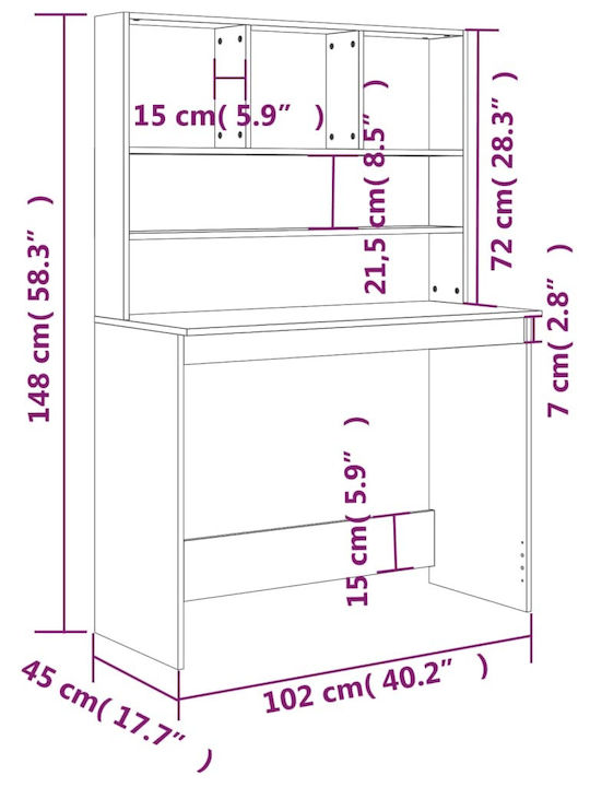 Birou Din Lemn Cu Birou Sonoma Stejar 102x45x148cm