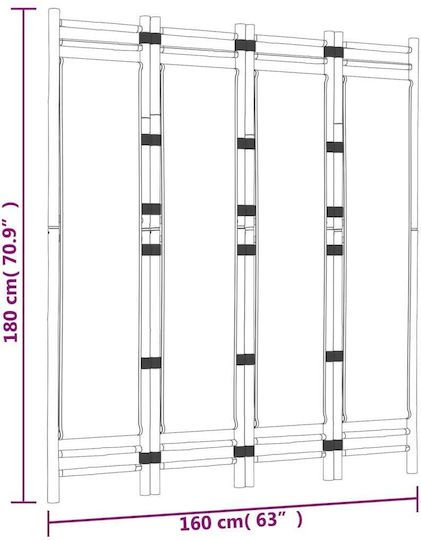 vidaXL Decorative Room Divider made of Bamboo with 4 Panels 180x160cm