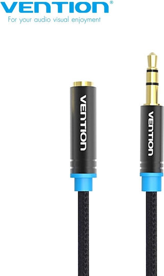 Vention 3.5mm Jack Cable 3.5mm Male - 3.5mm Female Black 0.5m With Gold Plated Terminals VAB-B06-B050-M
