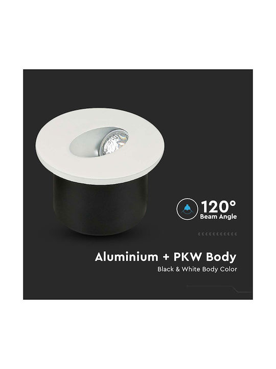 V-TAC Round Metallic Recessed Spot with Integrated LED and Warm White Light White 8x8cm. 1pcs