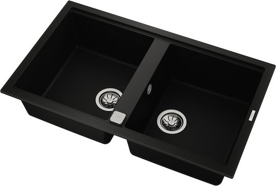 Teka Tegranite Nova 90 B-TG 2B 115260041 Drop-In Spüle aus Verbundgranulat B86xT51cm Schwarz