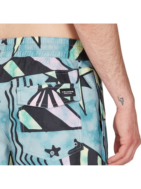 Men's Swimwear Shorts Light Blue with Patterns