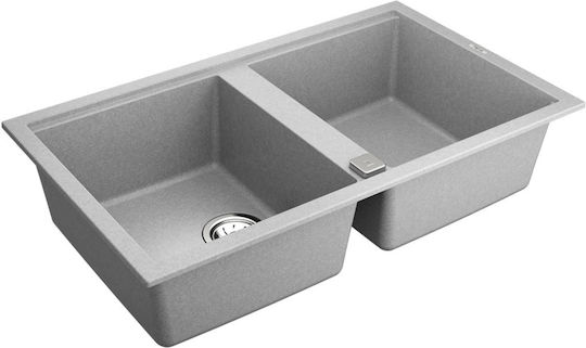Teka Tegranite Nova 90 B-TG 2B 115260042 Drop-In Chiuvetă din Granit Sintetic L86xW51cm Piatră gri