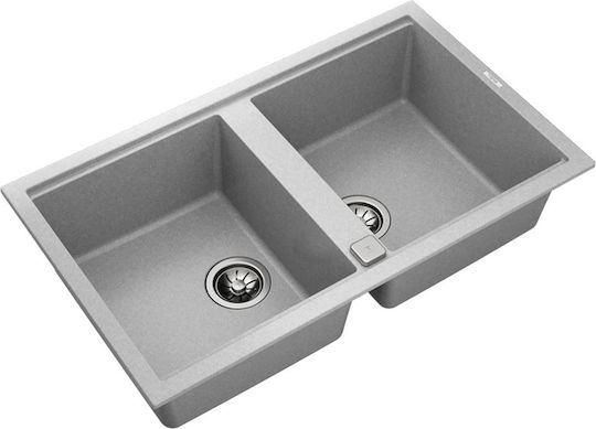 Teka Tegranite Nova 90 B-TG 2B 115260042 Drop-In Chiuvetă din Granit Sintetic L86xW51cm Piatră gri