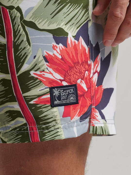 Hawaiian Men's Swimwear Shorts White Floral