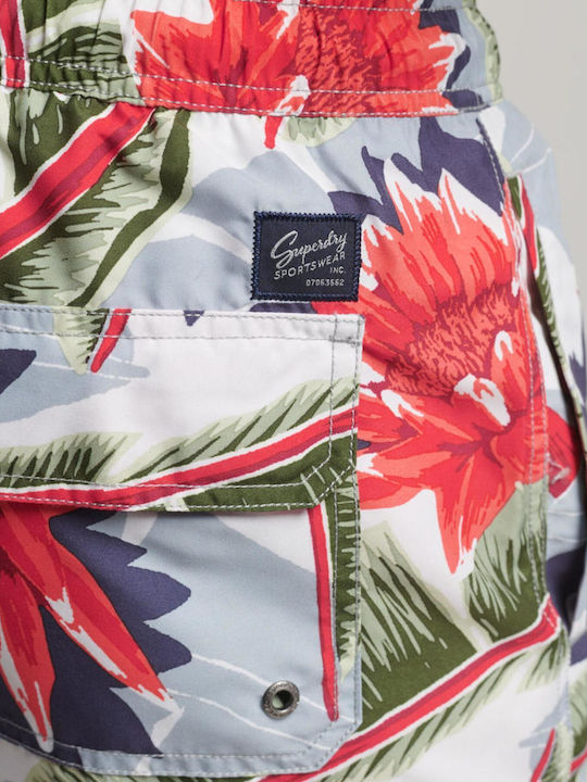 Hawaiian Men's Swimwear Shorts White Floral