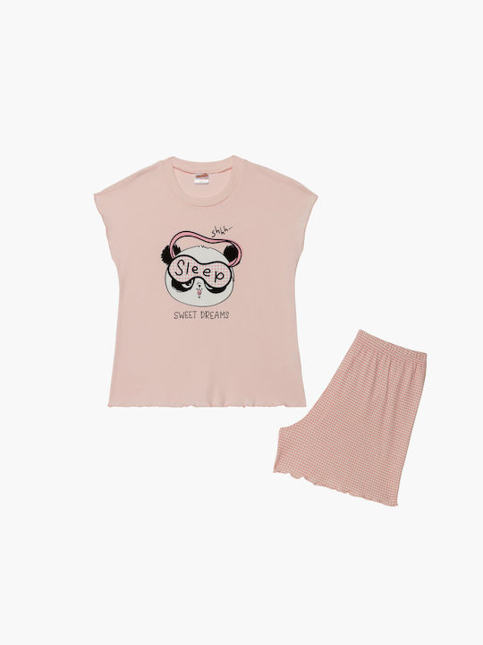 Minerva Sleep Set Top & Bottom Kids Summer Cotton Pyjamas Pink