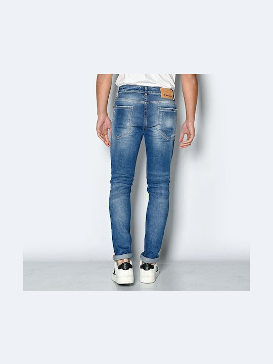 Men's Elastic Jeans Pants with Slim Fit Blue