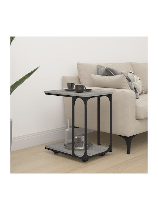 Rectangular Wooden Side Table with Wheels Gray Sonoma L50xW35xH55.5cm