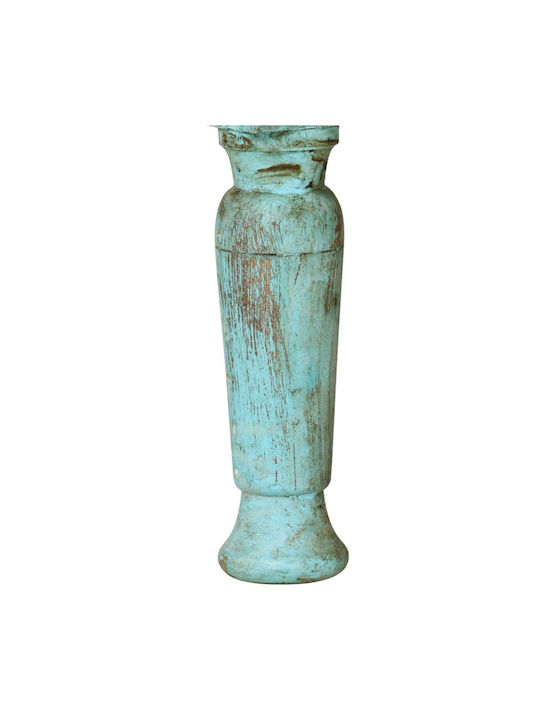 Rectangular Central Coffee Table Made of Solid Turquoise Wood W110xD50xH34cm