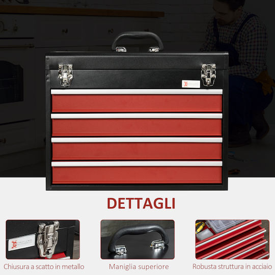 Durhand Βαλίτσα Εργαλείων Μεταλλική 4 Θέσεων Π51xB39.5xΥ22cm