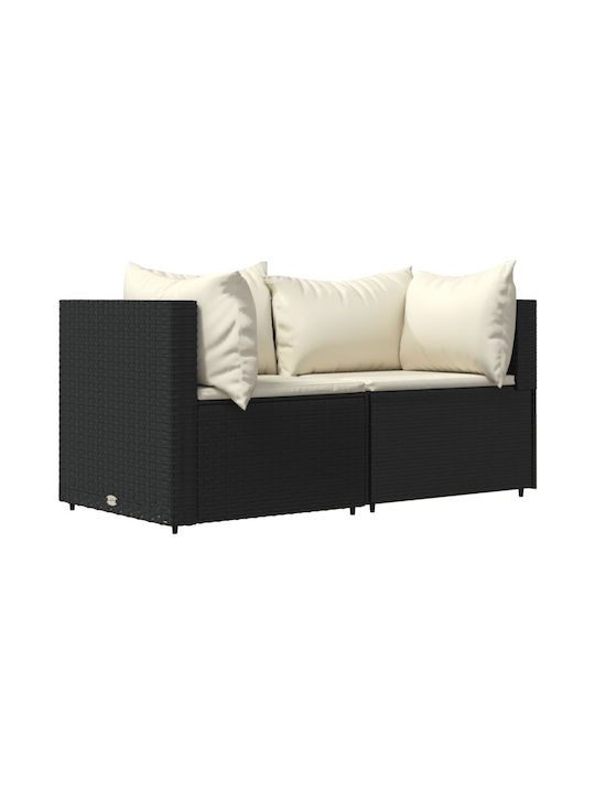 Set Cameră De Zi Pentru Exterior 3 Piese Negru Cu Perne