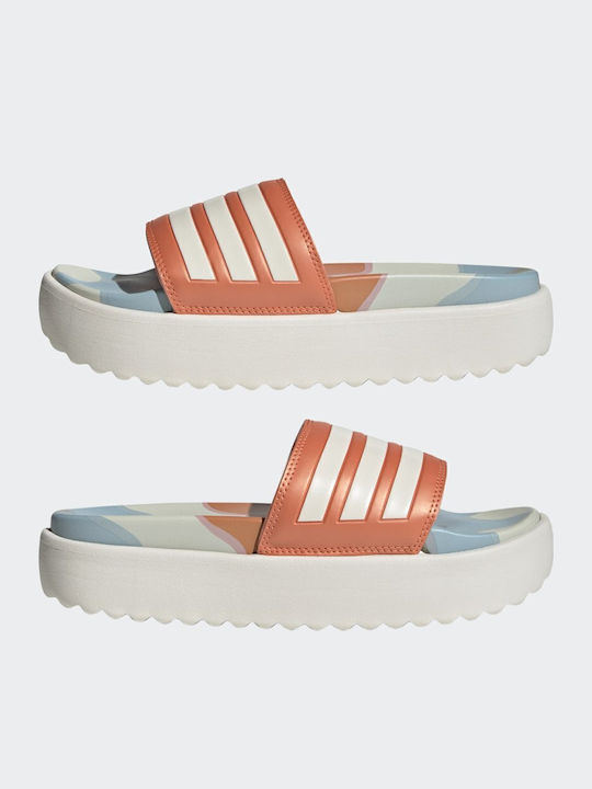 Adilette Women's Platform Slides Cloud White / Semi Coral